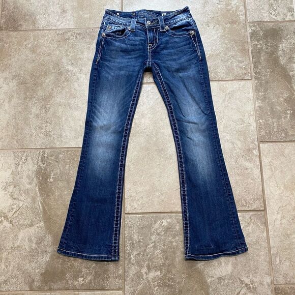 Miss Me Signature Rise Bootcut Jeans Size 25x28 Dark Wash Stretch EUC - Picture 10 of 11